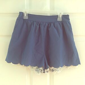 Shine star medium boho blue white lace trim shorts